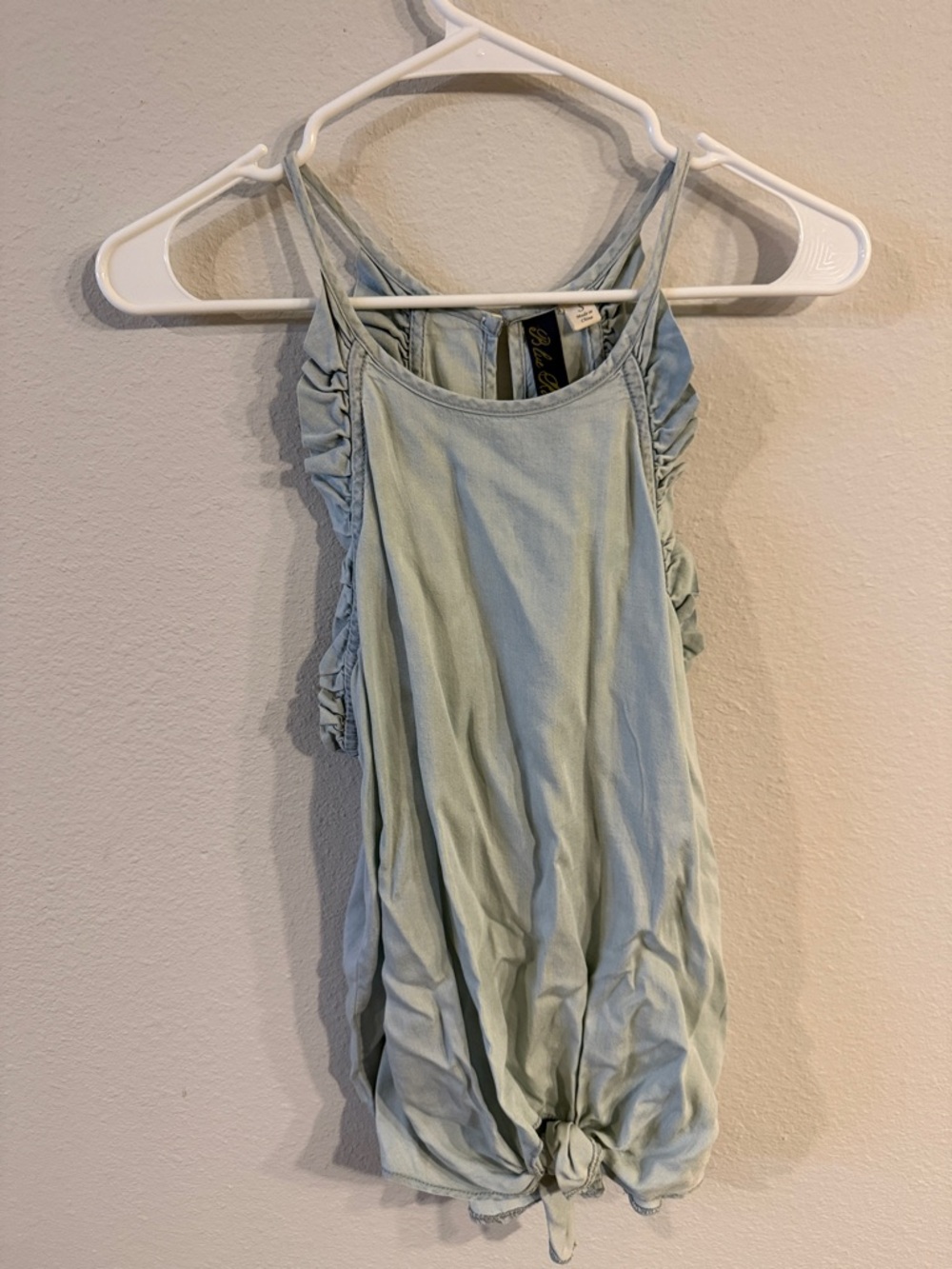Blue Rain Light Chambray Tie-Front Tank